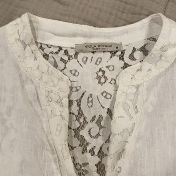 Blouse, linen with lace - Picture 3 of 3